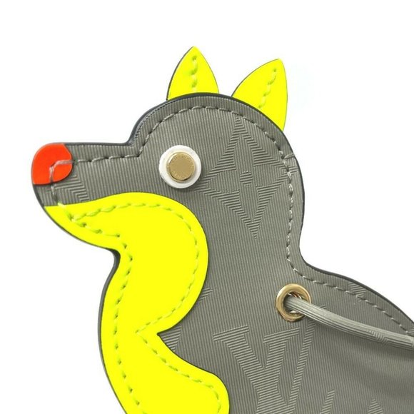 Authentic LOUIS VUITTON M63280 Monogram Titanium Porte address dog Bag charm gra - Picture 4 of 10